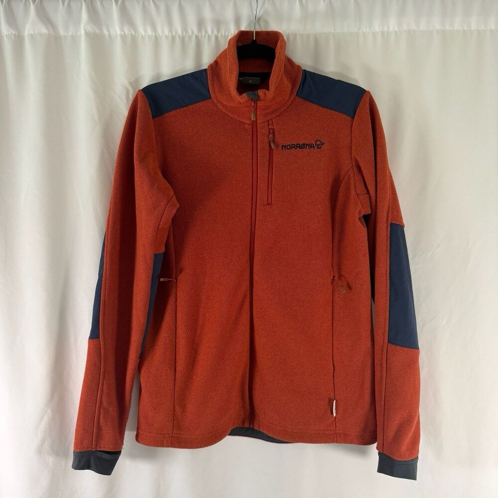 Norrona Jacket Women's Medium Orange Full Zip Pockets Long Sleeve Fleece